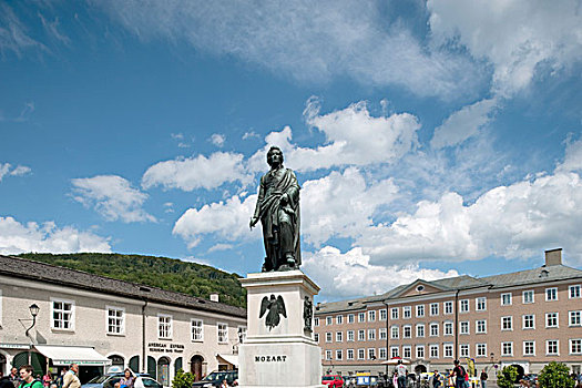 莫扎特,雕塑,广场,萨尔茨堡,奥地利,欧洲
