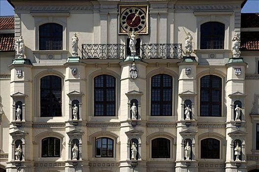 市政厅,建筑,特写,小雕像,吕内堡,下萨克森,德国,欧洲