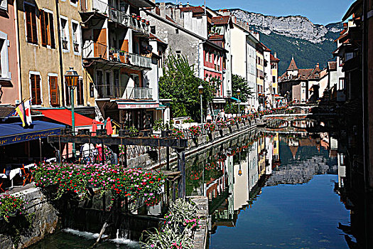 法国,隆河阿尔卑斯山省,上萨瓦,中世纪城市,河,码头