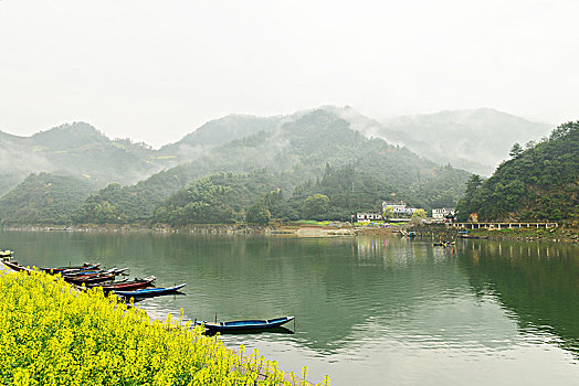 江河,山,花,船