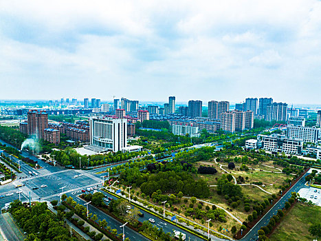 江苏东海,航拍城区生态之绿,风景如画