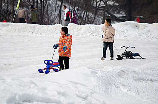 翠华山滑雪场滑雪的人