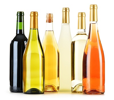构图,品种,葡萄酒瓶,隔绝,白色背景