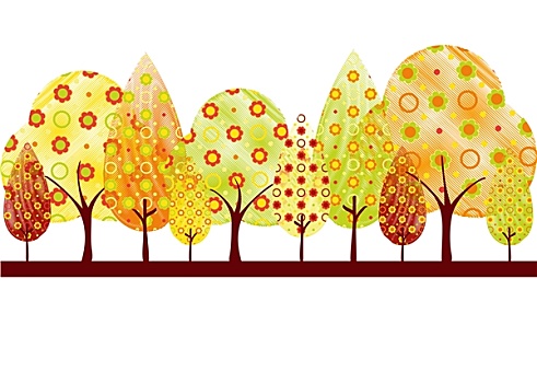 抽象,秋天,树,贺卡