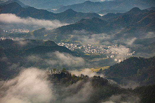 石潭,云海,安徽,山沟,油菜花,风光,壮观,气候,环境,仙境,诱惑,秀美,俯瞰,村庄