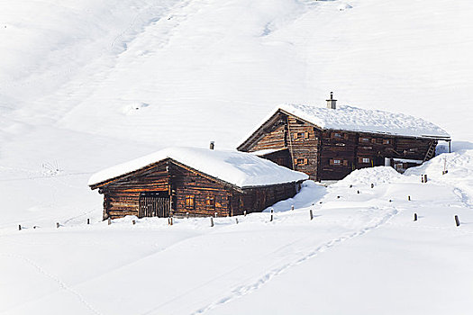 高山,小屋,雪中,奥地利