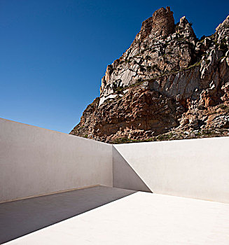 露台,户外,山,房子,石头,瓦伦西亚,西班牙,简约,白色,设计