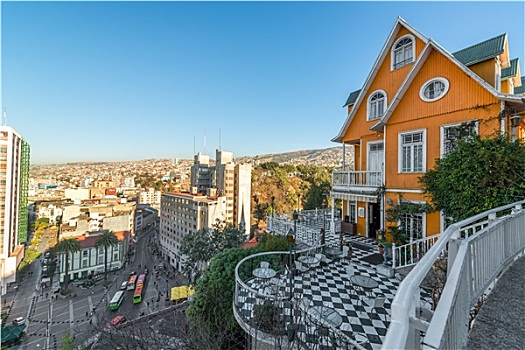 橙色,房子,远眺,瓦尔帕莱索