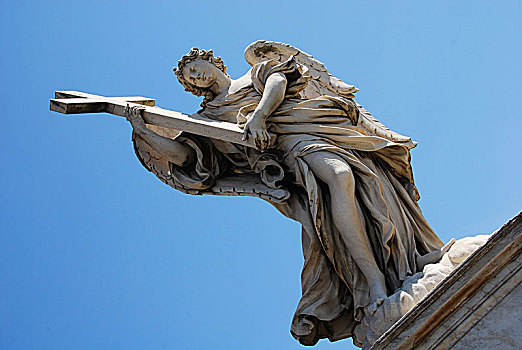 天使,拿着,十字架,桥,梵蒂冈城,罗马,意大利