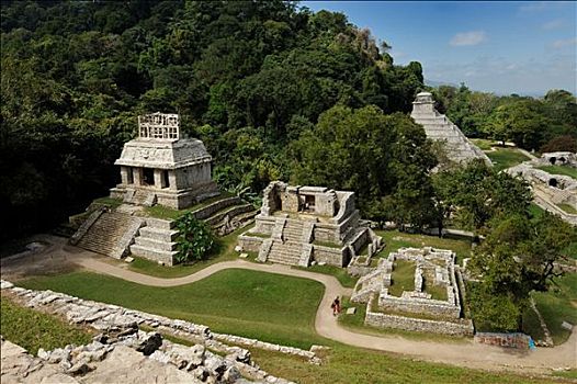 风景,寺庙,太阳,玛雅,遗址,场所,帕伦克,恰帕斯,墨西哥,俯视图