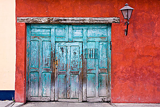 危地马拉,安提瓜岛,门,彩色,红墙
