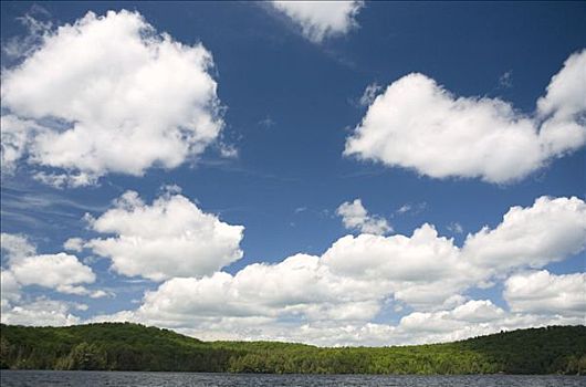 云,上方,烟,湖,阿尔冈金省立公园,安大略省,加拿大