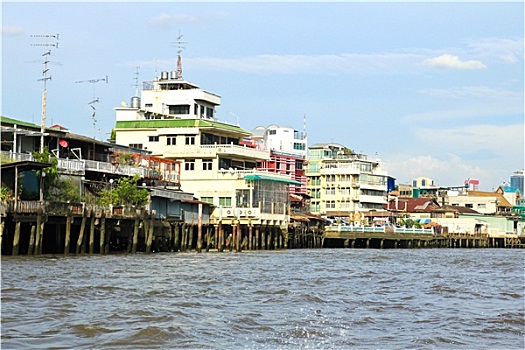 住宅,建筑,风景,船,湄南河,曼谷,泰国