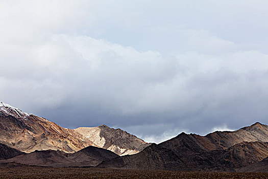 积雪,山,不祥,天空,死亡谷国家公园
