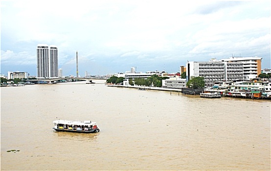 航拍,曼谷,城市,湄南河