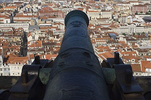 大炮,俯视,里斯本,葡萄牙