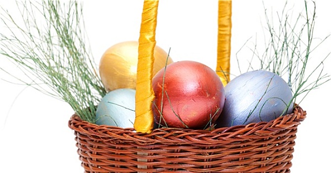彩色,涂绘,复活节彩蛋,篮子