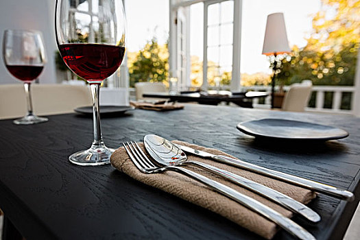 红酒,玻璃杯,桌上,餐馆