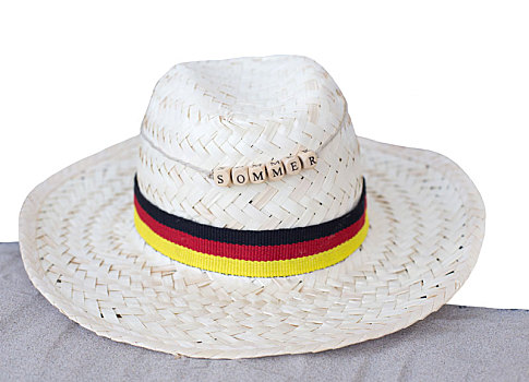草帽,德国,沙子,文字,夏天