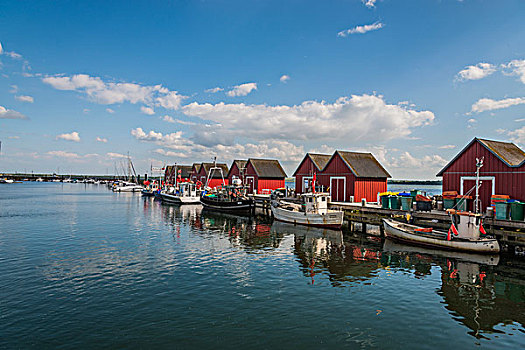 红色,屋舍,渔船,白色,波罗的海,坏,梅克伦堡前波莫瑞州,德国,欧洲