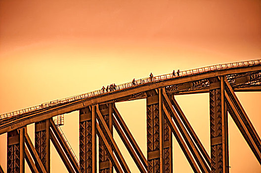 澳大利亚,悉尼,人,穿过,悉尼港大桥