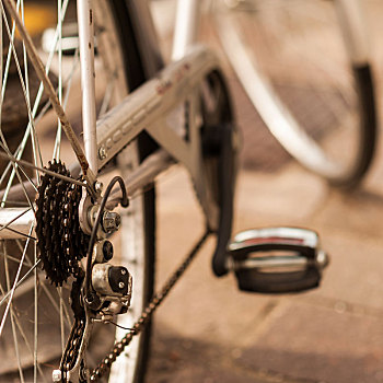 自行车,链子,后面,齿轮