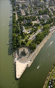航拍,摩泽尔河,连接,莱茵河,德国,角,纪念建筑,帝企鹅,科布伦茨,莱茵兰普法尔茨州,欧洲