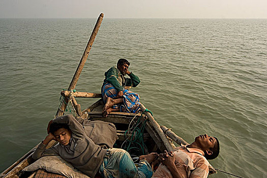 休闲,船,木豆,红点鲑,孟加拉,一月,2008年
