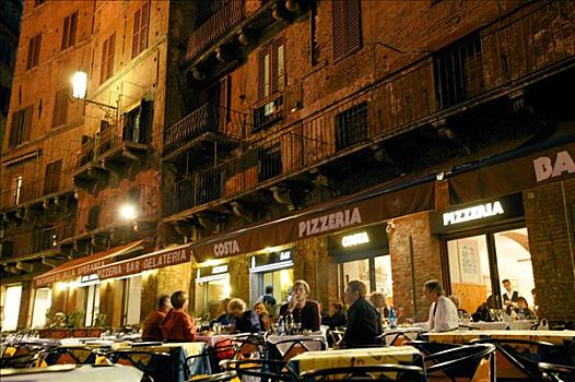 餐馆,夜晚,锡耶纳,托斯卡纳,意大利