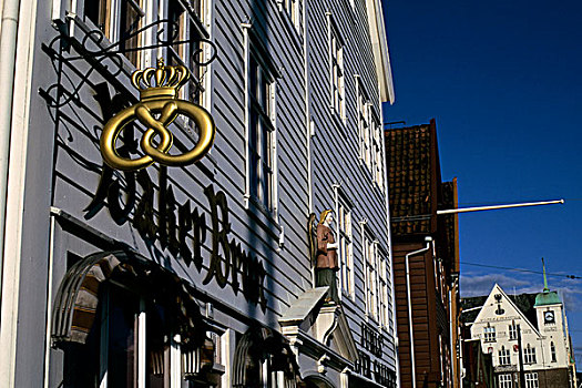 挪威,卑尔根,地区,历史,木屋,特写,糕点店