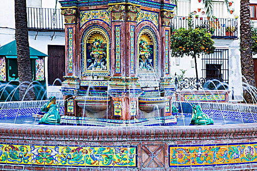 安达卢西亚,西班牙,喷水池,彩色,瓷砖