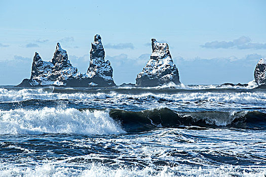 三个,顶峰,波浪,南,冰岛