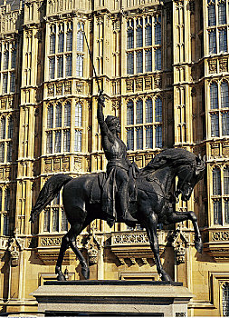 雕塑,议会大厦,伦敦,英格兰