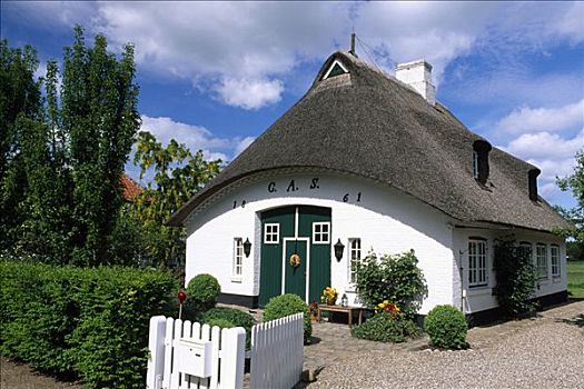 茅草屋顶,房子,石荷州,德国,欧洲