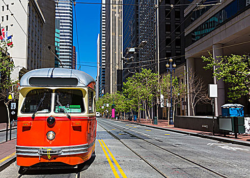 旧金山,有轨电车,市场,街道,市区,加利福尼亚