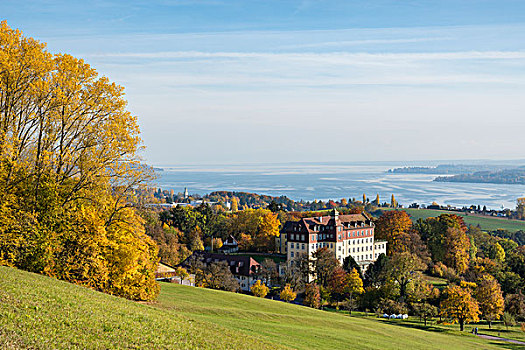 城堡,学校,康士坦茨湖,后面,巴登符腾堡,德国,欧洲