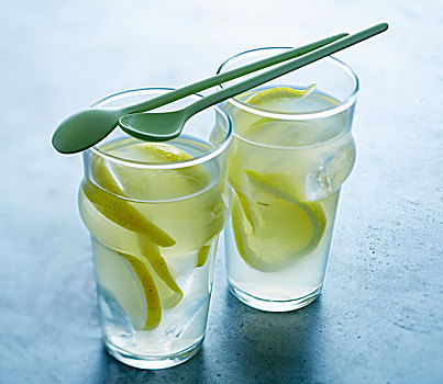 玻璃杯,传统,柠檬水