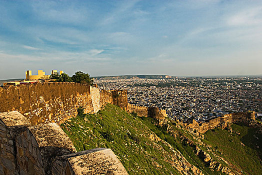 防御,墙壁,堡垒,城市,斋浦尔,拉贾斯坦邦,印度