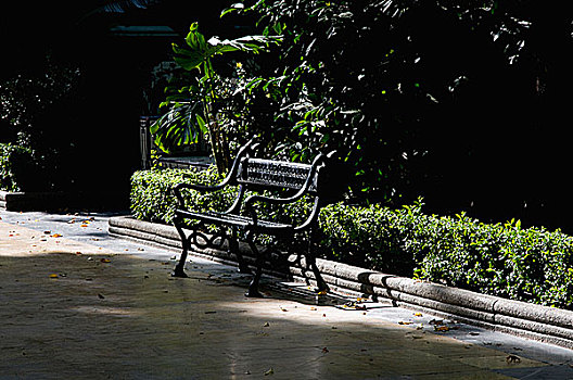 长椅,公园,马贝拉,哥斯达黎加,安达卢西亚,西班牙