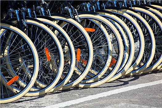 自行车,正面,轮子,轮胎,排列