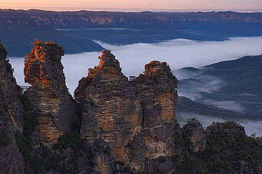 三姐妹山,蓝色,山,国家公园,新南威尔士,澳大利亚