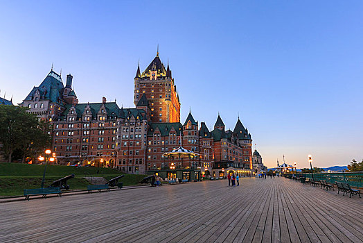 海边,散步场所,平台,夫隆特纳克城堡,黃昏,魁北克,魁北克省,加拿大,北美