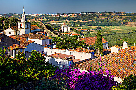欧洲,葡萄牙,奥比都斯,一个,美景,中世纪,乡村,12世纪