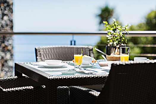 早餐,奢华,内庭,餐桌,远眺,海洋