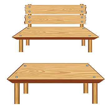 桌子,长椅,树