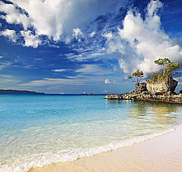 热带沙滩,石头,长滩岛,菲律宾