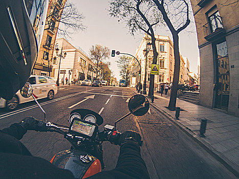 男人,摩托车,马德里,街道