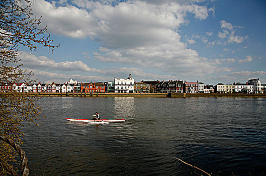 独木舟浆手,划船,泰晤士河,伦敦,英国