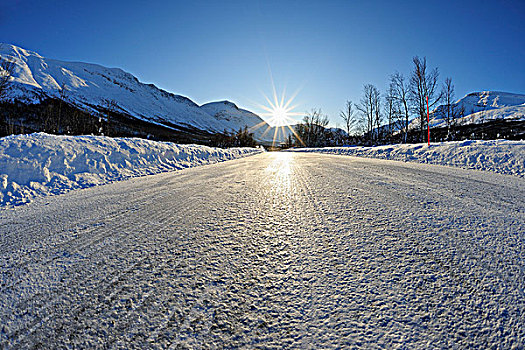 冰,道路,挪威