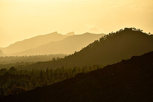 风景,火山,山丘,落日,泰德国家公园,特内里费岛,加纳利群岛,西班牙